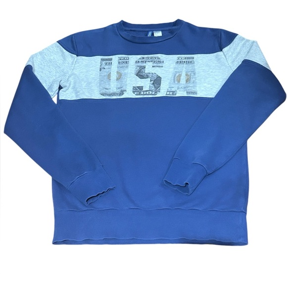H&M Divided Blue Gray USA Graphic Crewneck Sweatshirt Pullover Size Small - Picture 1 of 6